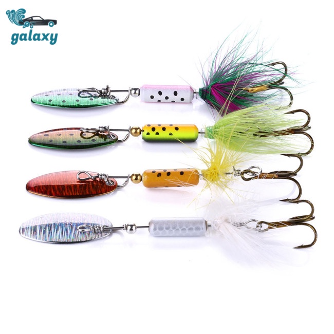 Galaxy Set 4 Mồi Giả Nhử Cá 6.5cm3.5g Bằng Lông Vũ Gắn Kèm Móc Câu Tiện Dụng