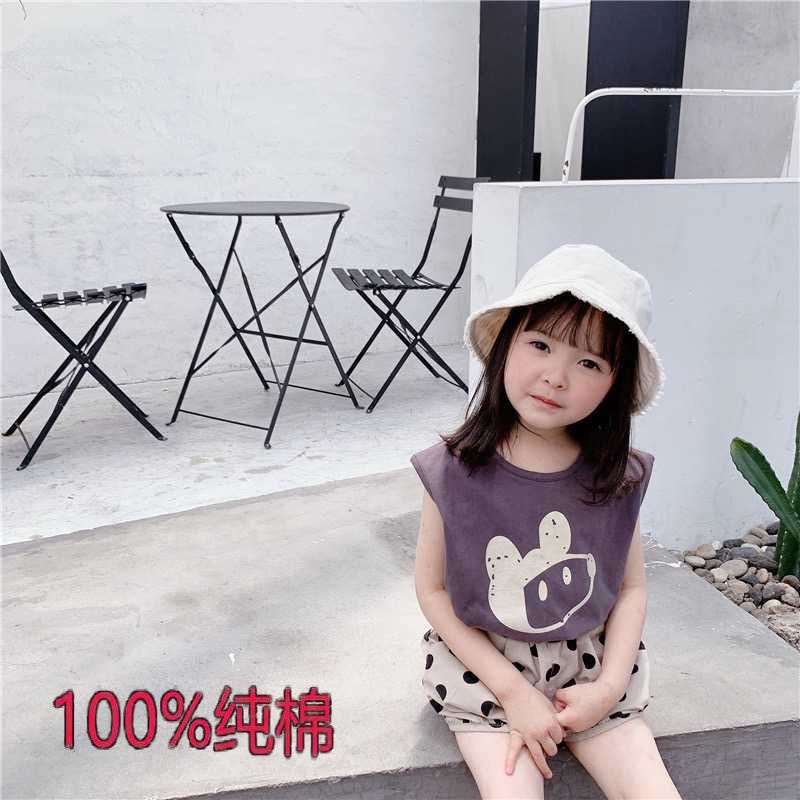 Hàng Mới Về Mới Áo Thun Cotton Sát Nách Dáng Rộng In Chữ Phong Cách Hàn Quốc Thời Trang Mùa Hè Cho Bé Trai Và Gái