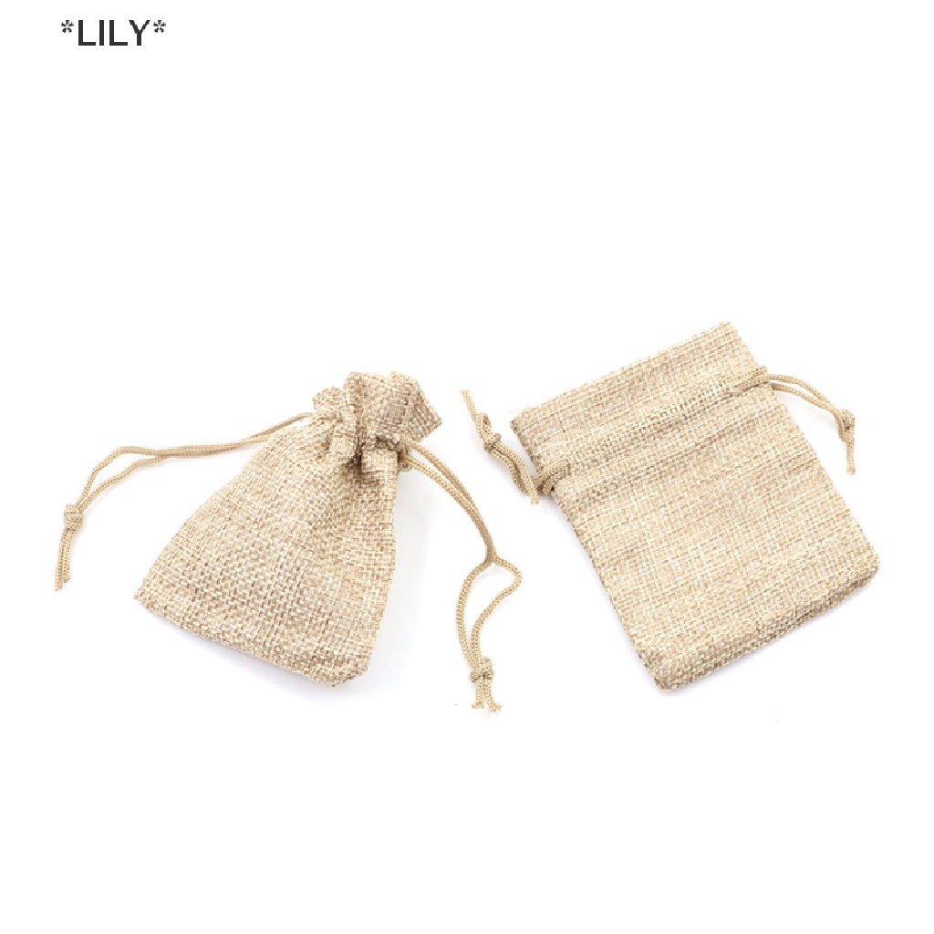 LILY 10 cái Túi vải đay Vải Bố Nhỏ Túi vải lanh dây rút đồ dùng đám cưới uuu