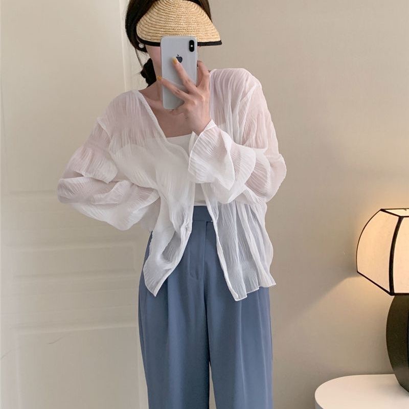 Áo Khoác Cardigan Chống Nắng Dài Tay Cổ Chữ V Thiết Kế Mỏng Thời Trang Mùa Hè Theo Phong Cách Hàn Quốc Mới Cho Nữ