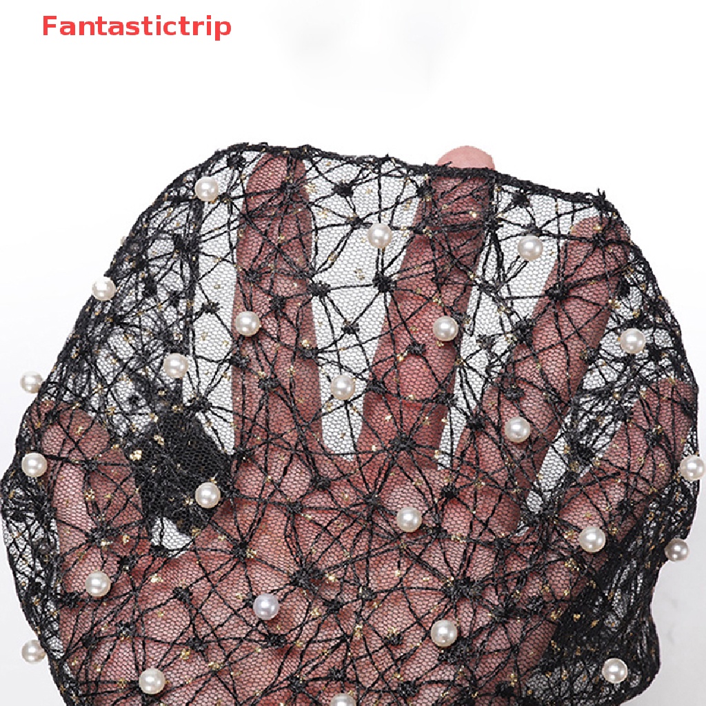 Băng Đô Cài Tóc Phối Lưới Thoáng Khí Đính Hạt Ngọc Trai Thời Trang