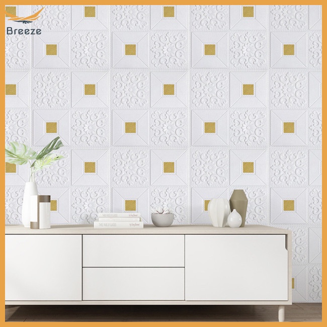 Miếng Dán Tường 3D Bằng Xốp Tự Dính Chống Nước Trang Trí Phòng Ngủ