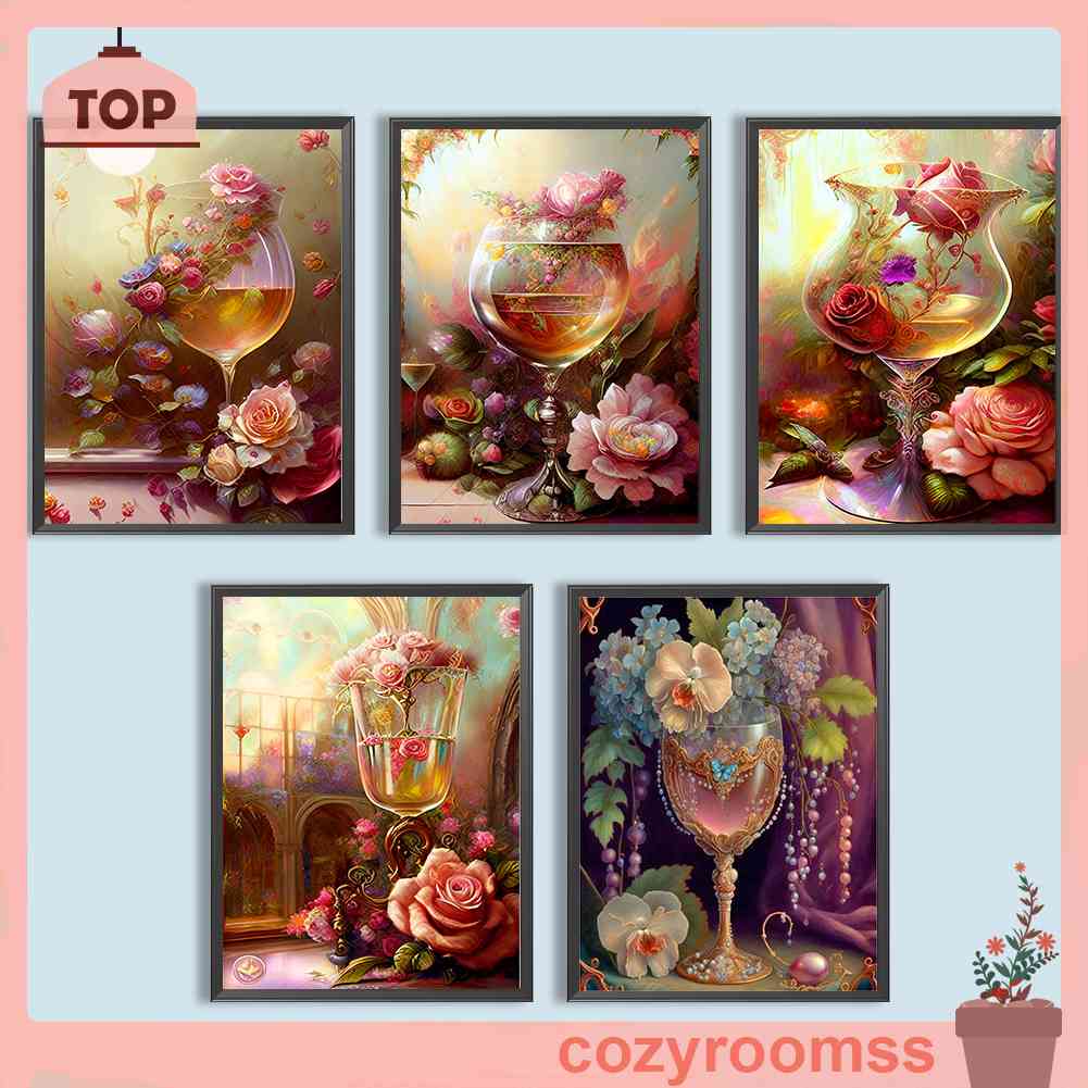 Tranh Đính Đá Kim Cương Toàn Bộ 5D DIY Hình Vẽ Hoa Trang Trí Nhà Cửa