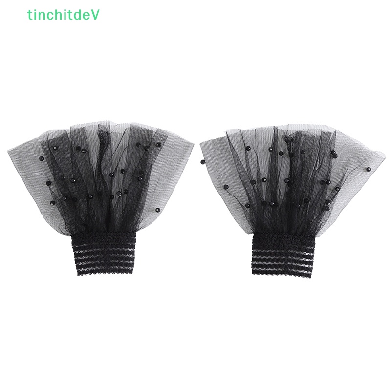 [TinchitdeV] 1 Cặp Khuy Măng Sét Giả Lưới Ren Hai Lớp Xếp Ly Giữ Ấm Cổ Tay Có Thể Tháo Rời [Mới]