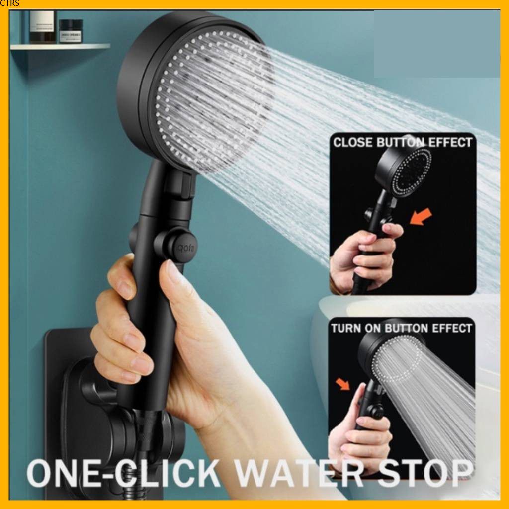 Đầu Phun Nước Vòi Hoa Sen Màu Đen Tăng Áp Lớn 5 Chức Năng Hoàn Toàn Mới Bộ Đầu Vòi Hoa Sen Màu Đen Giữ Phù Hợp Với Đầu Vòi Hoa Sen Phòng Tắm