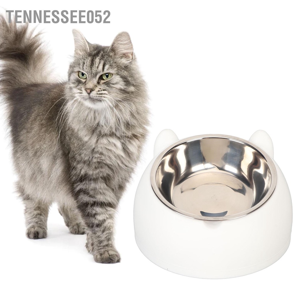 Tennessee052 Bát ăn cho mèo bằng thép không gỉ 304 Dung tích 200ml thú cưng có độ nghiêng cao chó Trắng