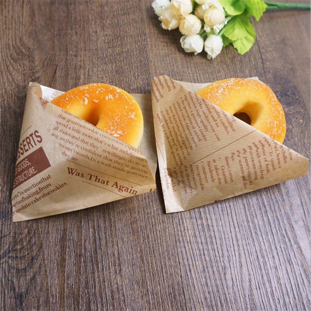 Set 100 Túi Giấy Kraft 12 * 12cm Đựng Bánh Mì / Thực Phẩm Chống Thấm Dầu