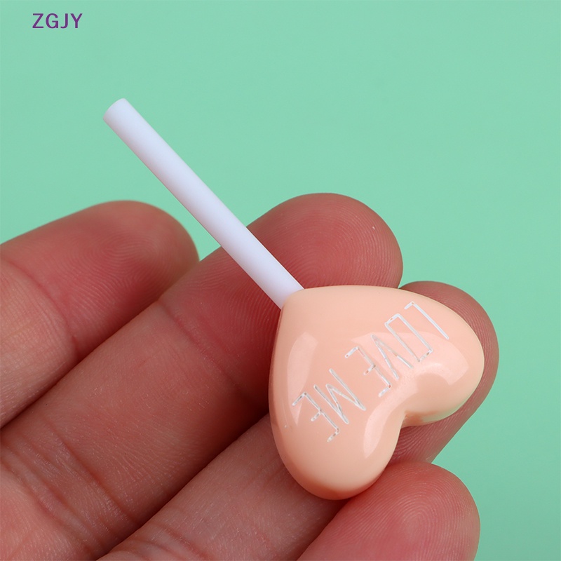 Set 10 Mô Phỏng Kẹo Mút Trái Tim Bằng Resin Cabochon Giả DIY Mới