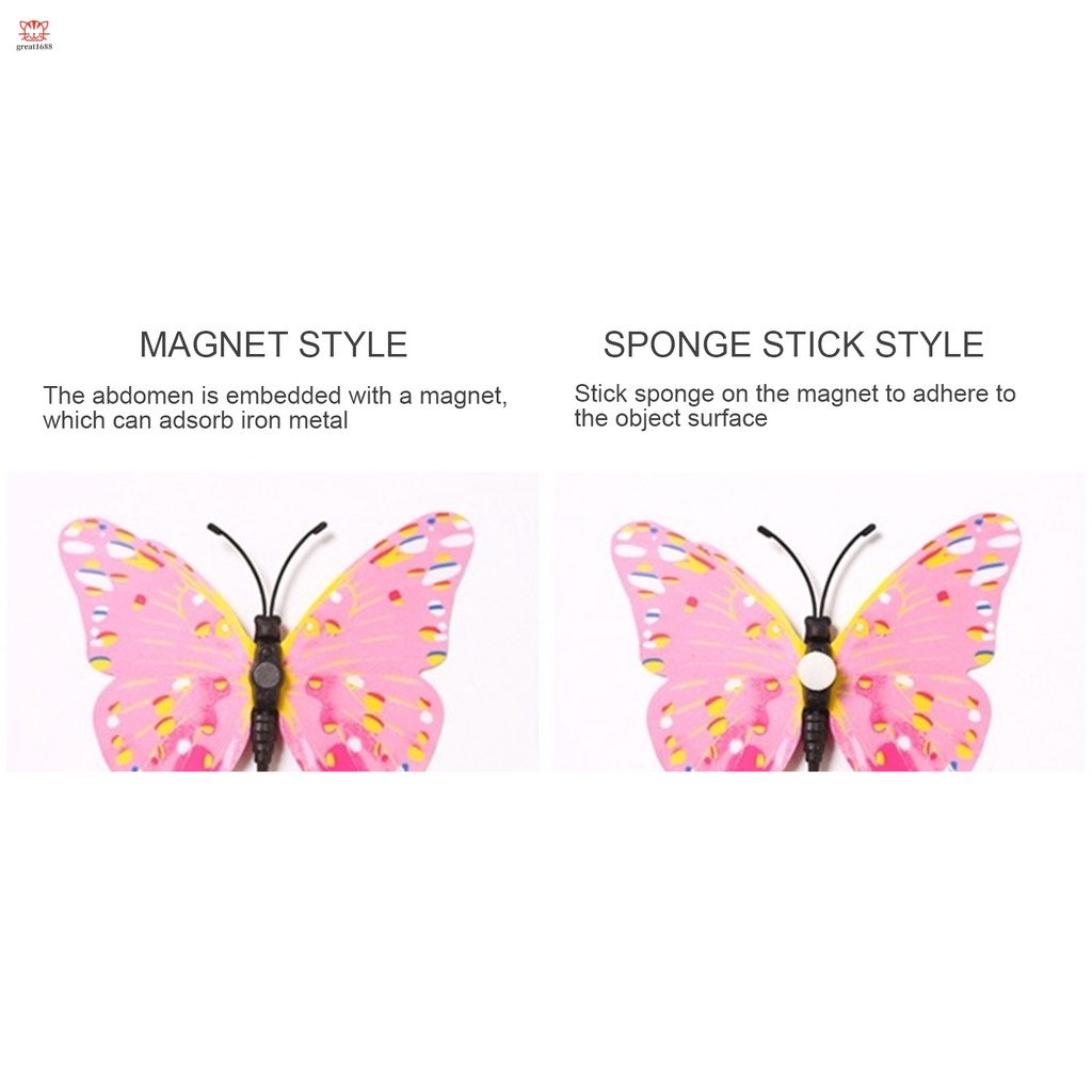 12 Sticker Dán Tường Họa Tiết 3D Hình Con Bướm Dùng Trong Trang Trí Phòng