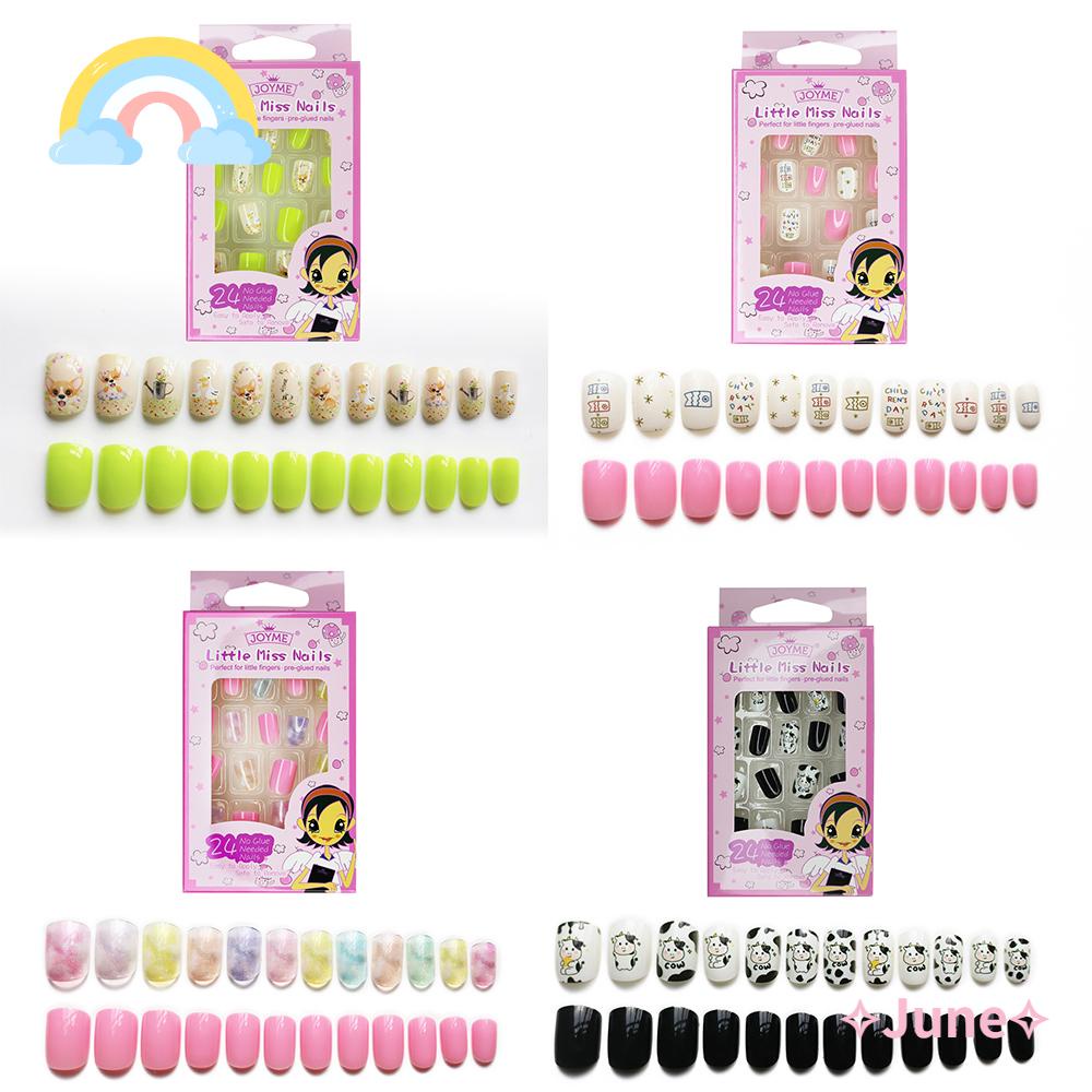 [Hàng mới về] Bộ 24 móng tay giả chuyên dụng cho bé