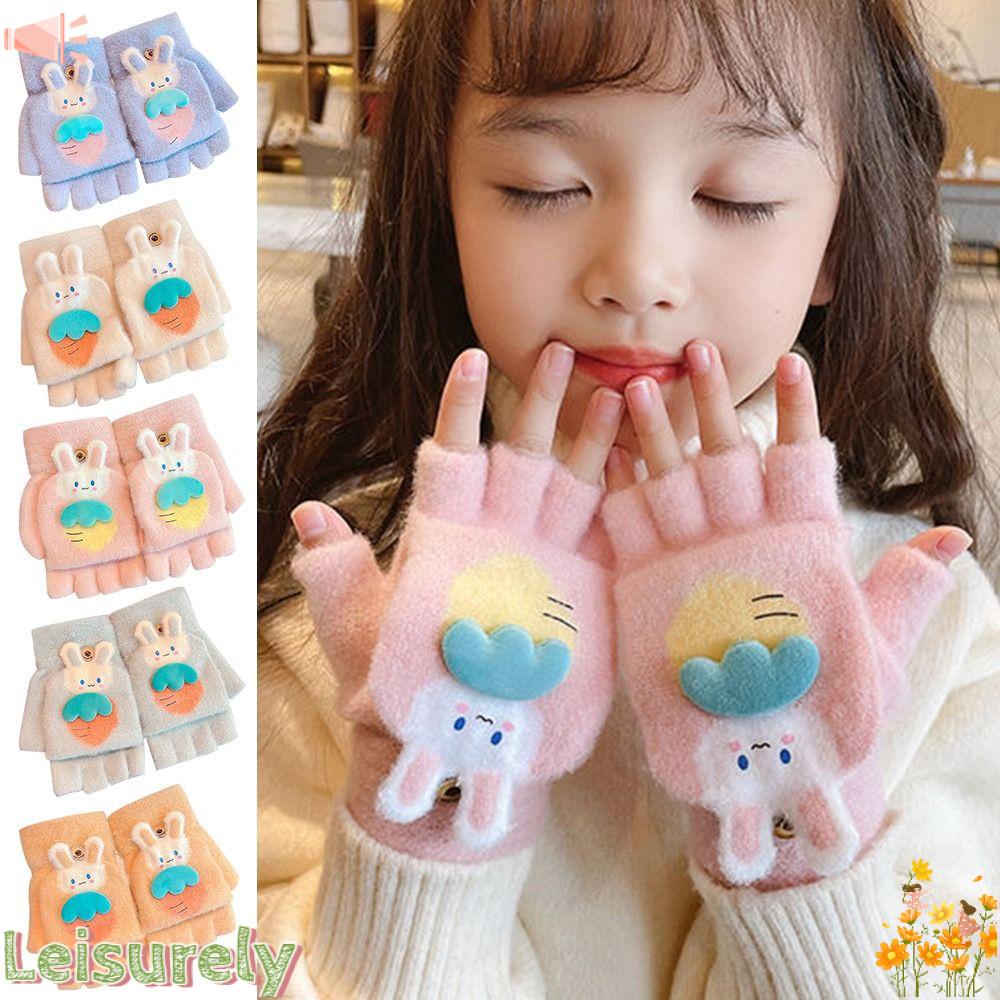 Găng Tay Dệt Kim Dày Dặn Ấm Áp Thêu Họa Tiết Thời Trang Thu Đông