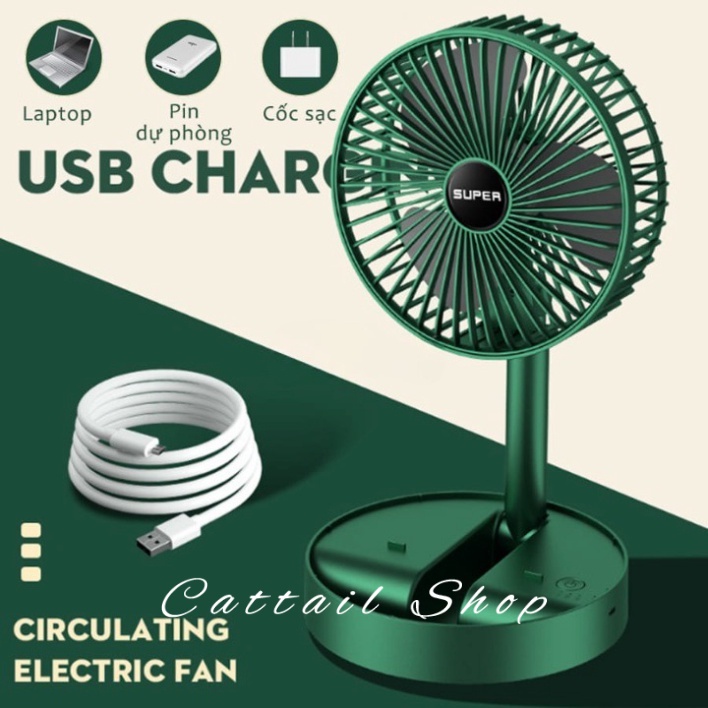 Cattail quạt mini, quạt tích điện, quạt Cổng Sạc USB Xoay 360 Độ Siêu Tiện Lợi 2023 Mới 042503