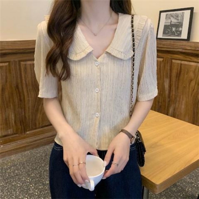 Áo Kiểu Tay Phồng Cổ Búp Bê Thời Trang Mùa Hè Pháp Cho Nữ