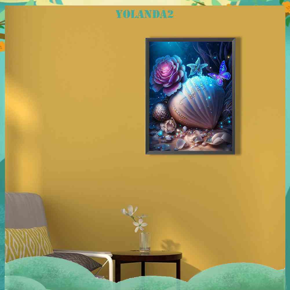 Bộ Tranh Đính Đá 5D Họa Tiết Vỏ Sò Độc Đáo DIY Dùng Trang Trí Nhà Cửa