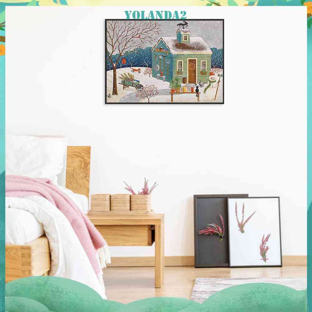 Bộ Tranh Đính Đá 5D DIY Hình Ngôi Nhà Tuyết Phủ Toàn Diện