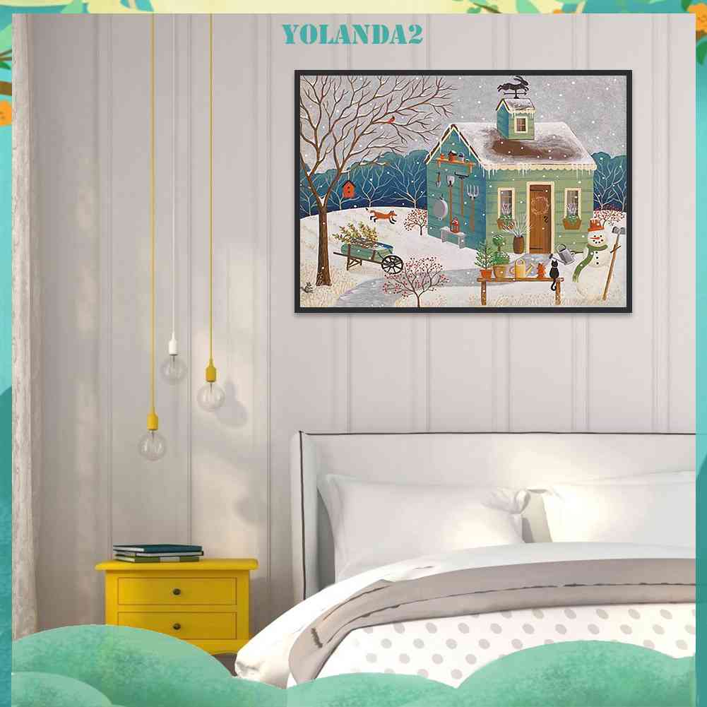 Bộ Tranh Đính Đá 5D DIY Hình Ngôi Nhà Tuyết Phủ Toàn Diện
