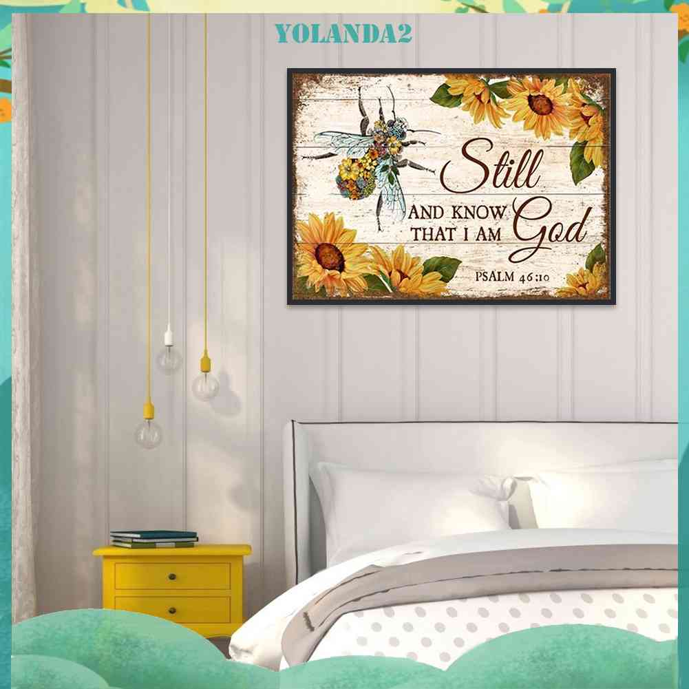 Tranh Đính Đá Kim Cương Toàn Bộ 5D DIY Hình Côn Trùng Và Hoa Hướng Dương