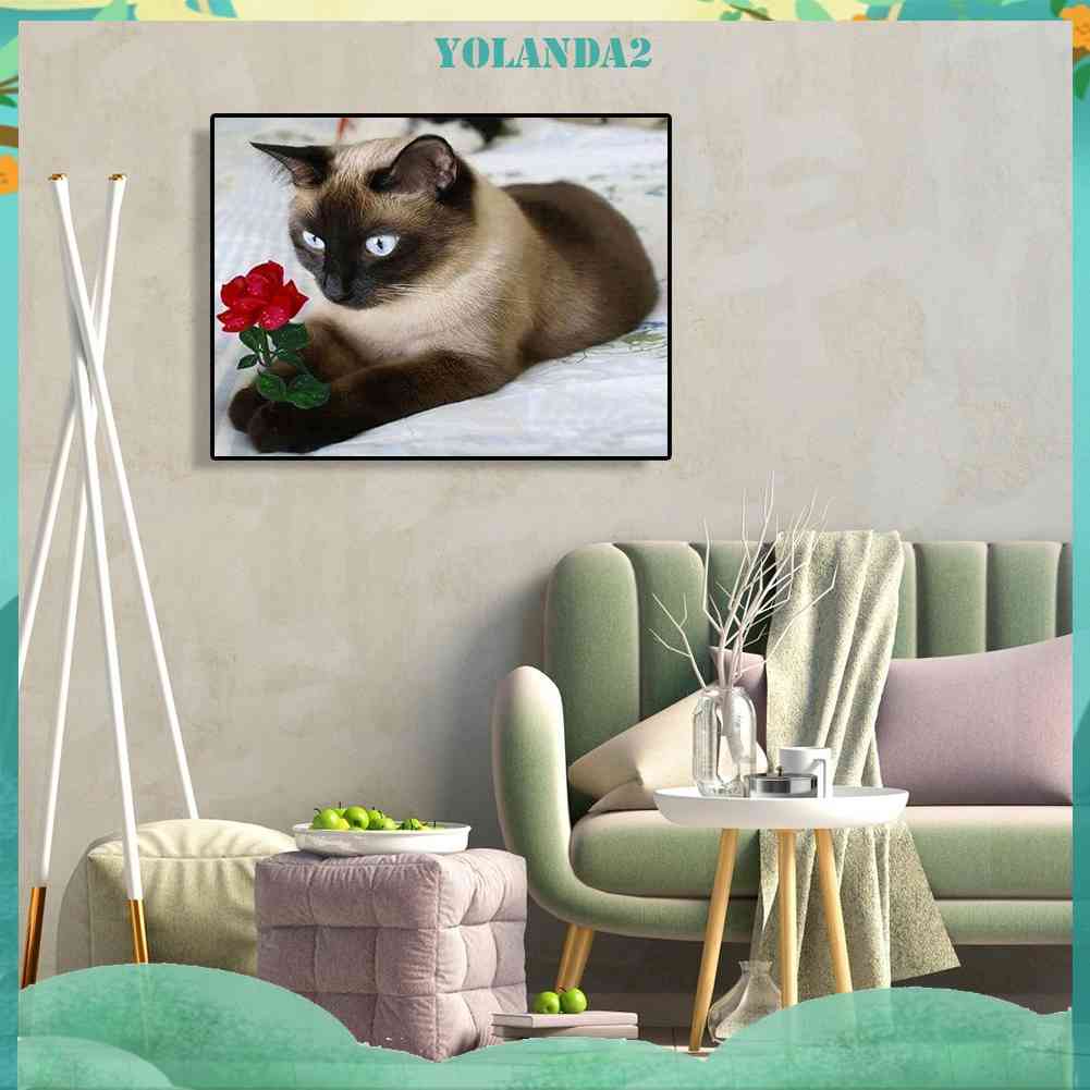 Bộ Tranh Đính Đá 5D Toàn Diện Họa Tiết Chú Mèo Dễ Thương Độc Đáo DIY Dùng Trang Trí