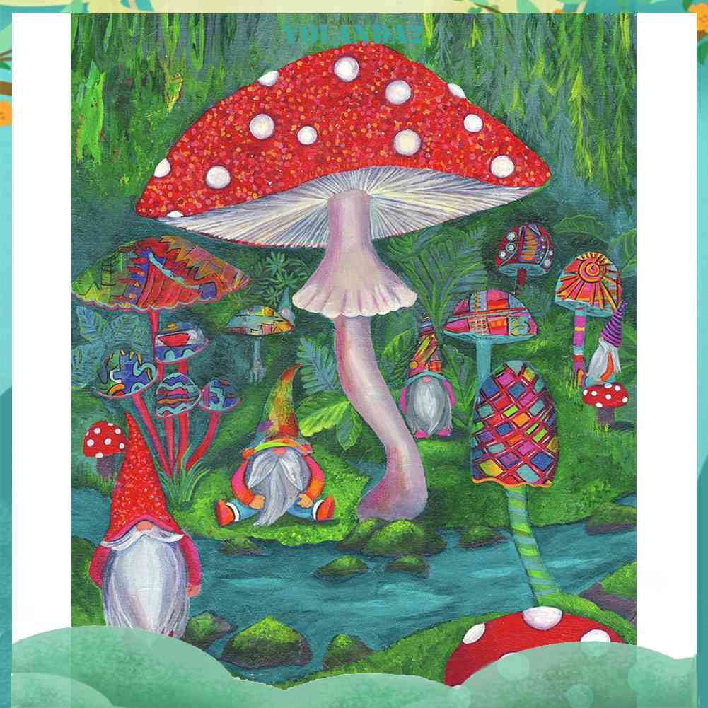 Tranh Đính Đá Kim Cương Toàn Bộ 5D DIY Hình Vẽ Nấm Goblin