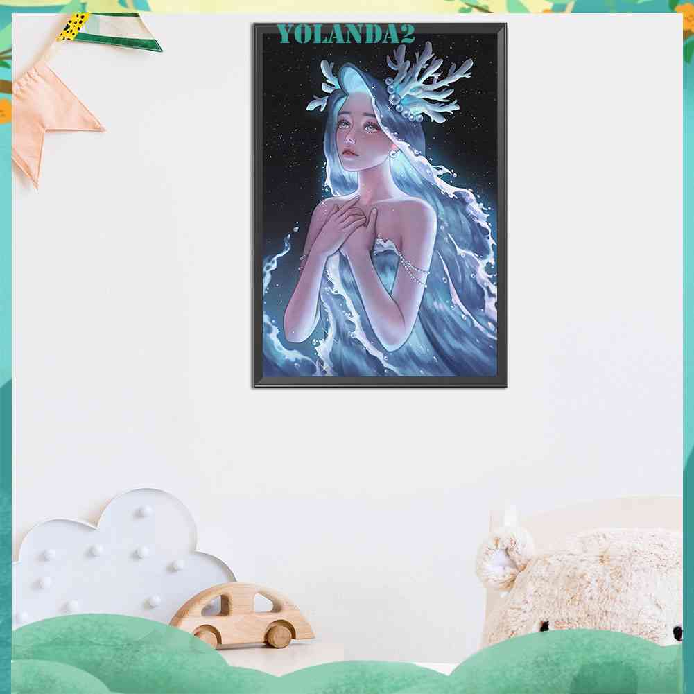 Tranh Đính Đá Kim Cương Toàn Bộ Hình Vẽ Cô Gái Anime Trang Trí Tường DIY