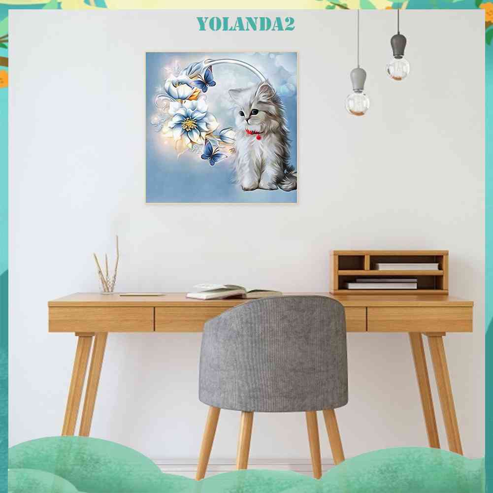 Tranh Đính Đá Kim Cương Toàn Bộ 5D DIY Hình Vẽ Mèo Ba Tư