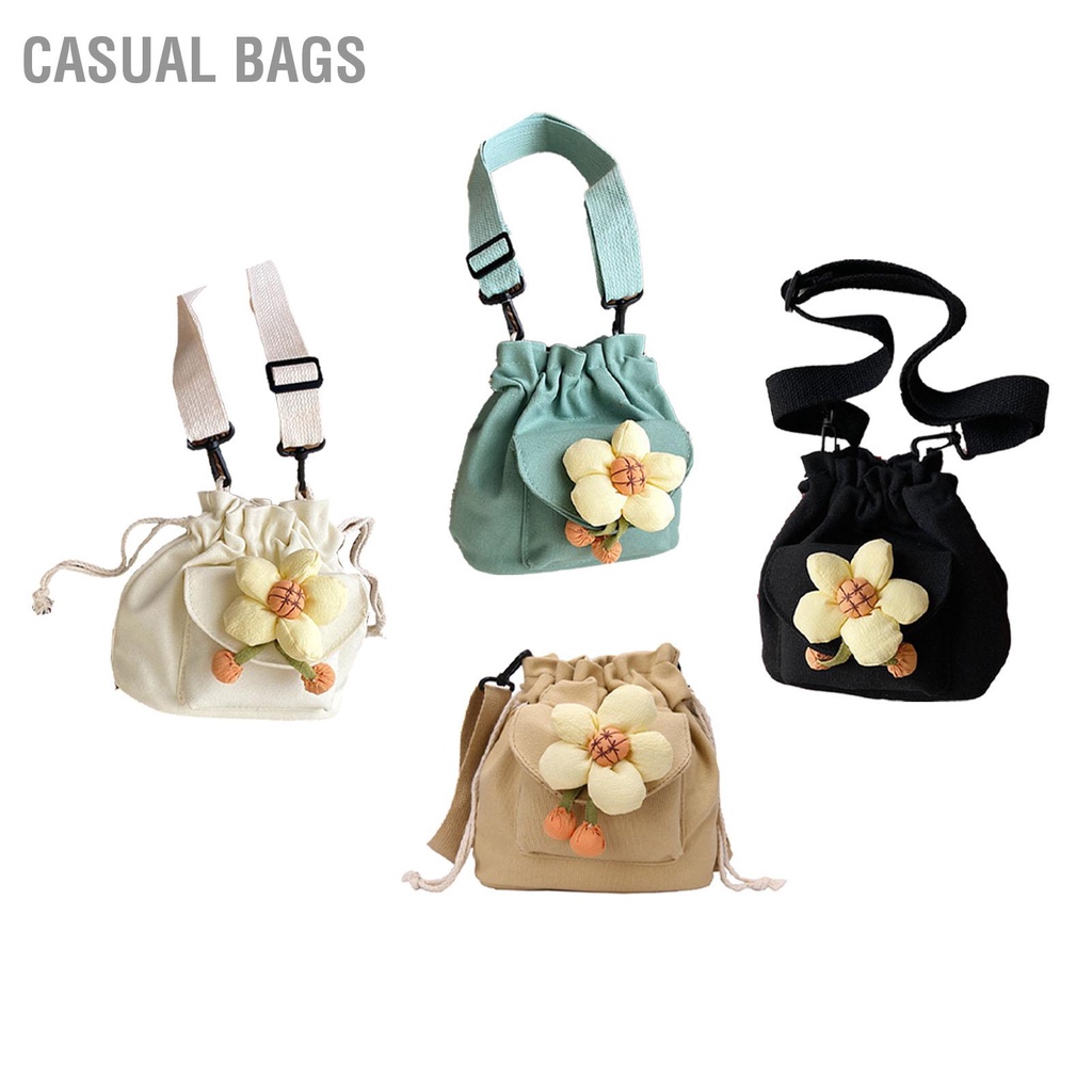 Có hàng sẵn Casual Bags Túi xô xách tay Dây đeo dài bằng vải Canvas Ví vai đơn rút cho Du lịch dự tiệc