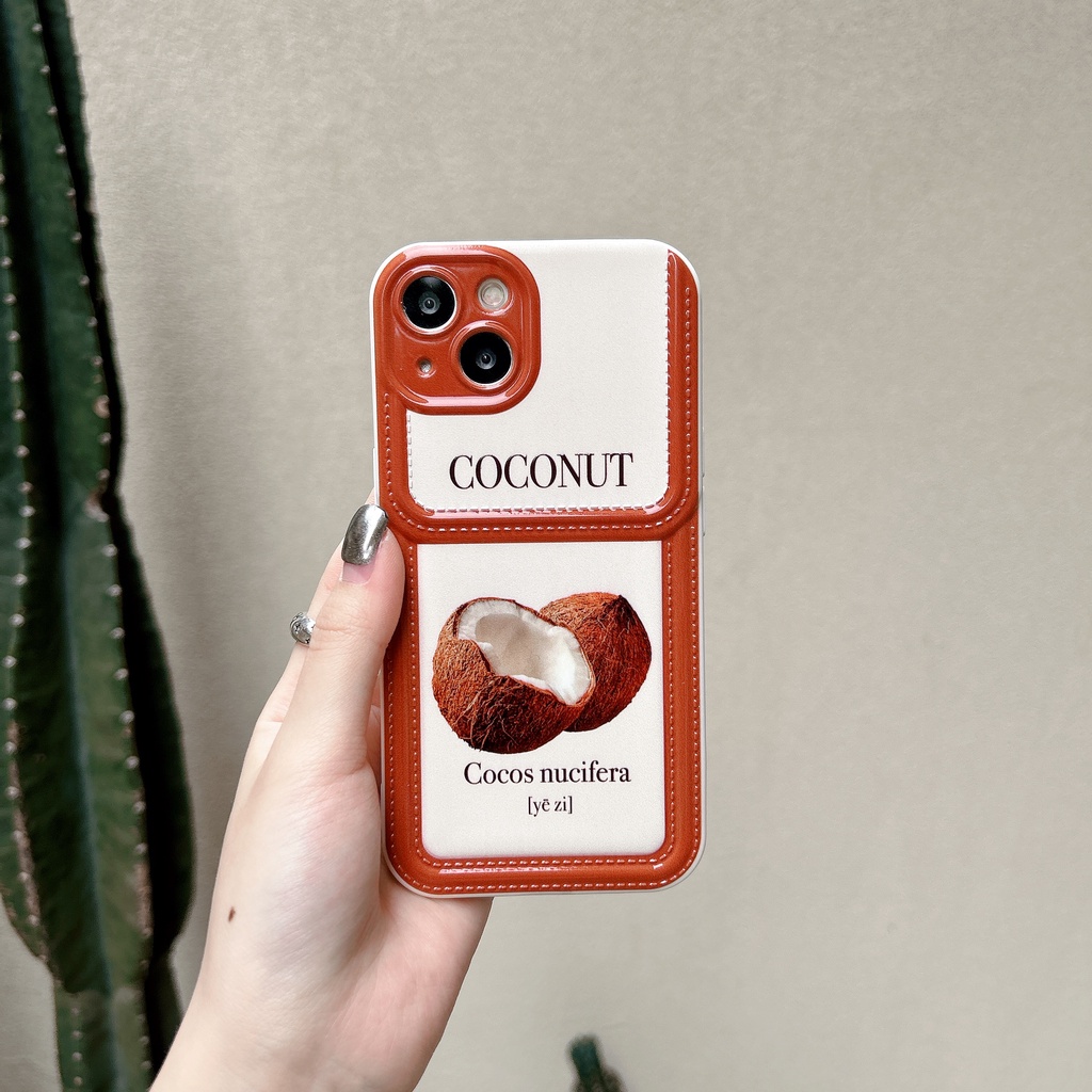 Ốp Điện Thoại TPU Dẻo Họa Tiết Trái Dừa Đơn Giản Chống Rơi Cho iPhone11 12 13 14 Pro Max