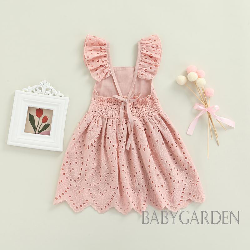 Đầm Tay Cánh Tiên Cổ Vuông Màu Trơn Thời Trang Mùa Hè Dành Cho Bé Gái 1-5 Tuổi