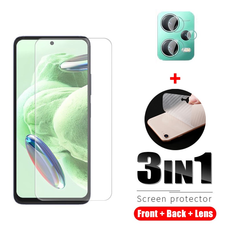 Ốp Điện Thoại Kính Cường Lực 3 Trong 1 Bảo Vệ Ống Kính Máy Ảnh Cho Xiaomi Redmi Note 12 11 10 PRO PLUS 5G