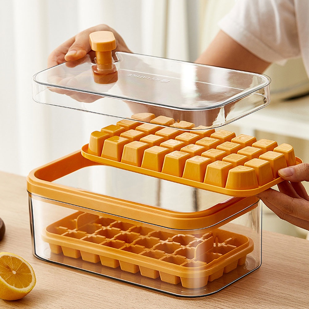 Khuôn Nhựa Làm Đá Viên Một Nút Nhấn Tiện Lợi