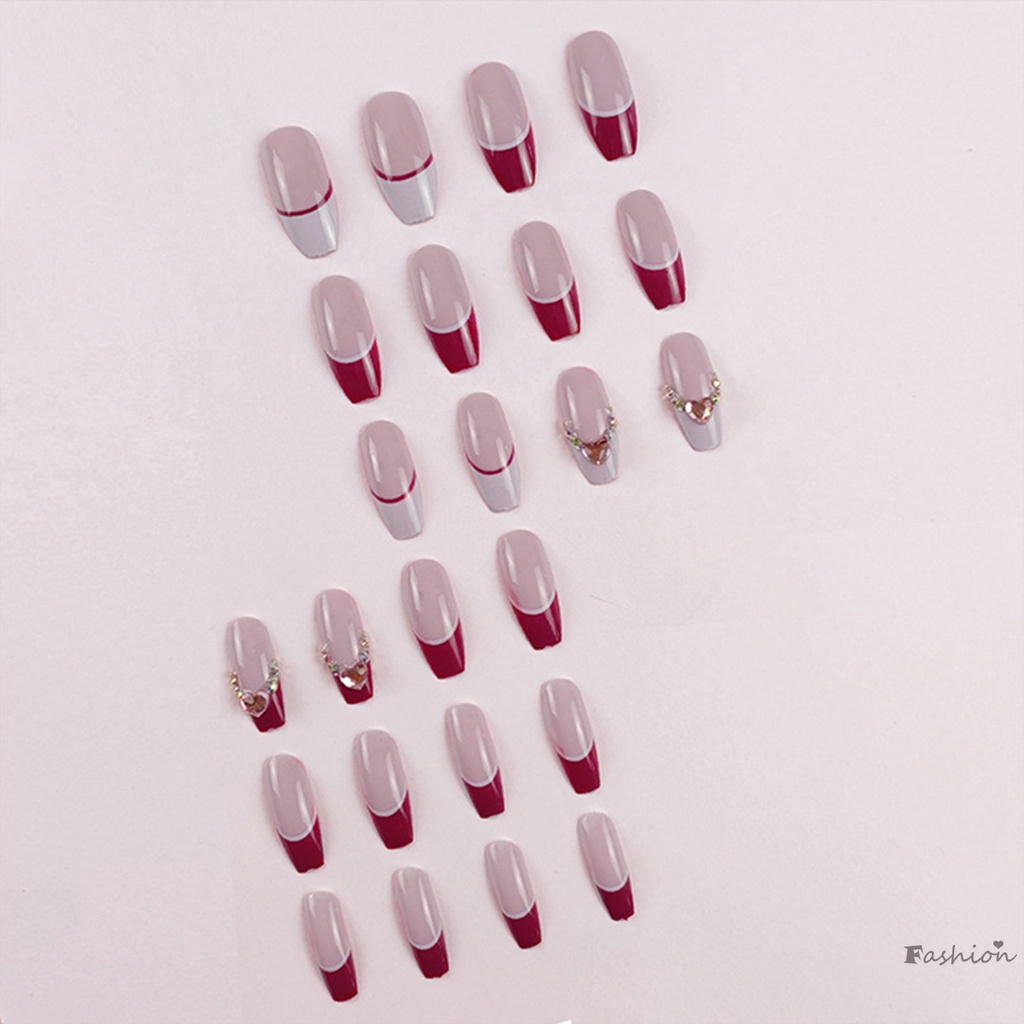 Móng Tay Giả Màu Hồng Đính Đá Lâu Trôi Chống Thấm Nước