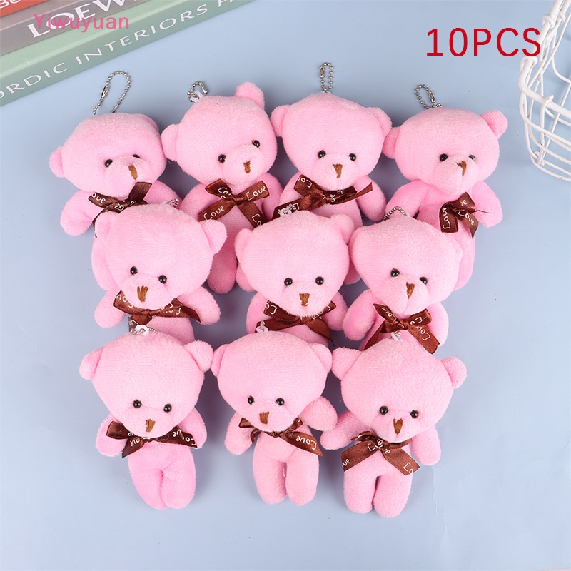 Bộ 10 Gấu Bông Mini 12cm Trang Trí Bó Hoa / Móc Khóa Mới
