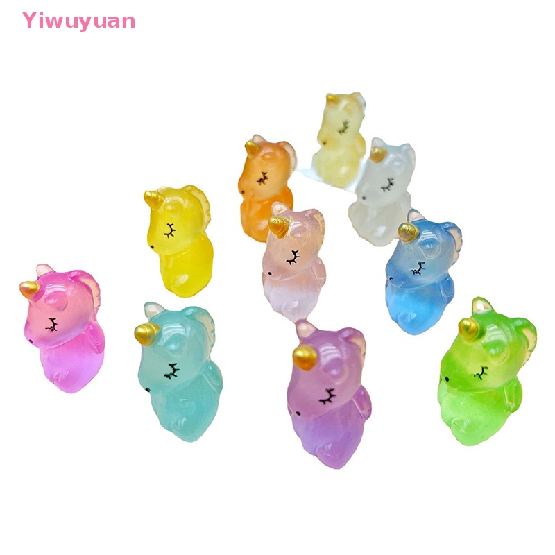 Bộ 2 Đồ trang trí Ngựa Hoạt Hình Phát Sáng Bằng Nhựa Resin Trang Trí Tiểu Cảnh Mới