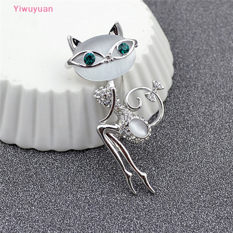 Trâm Cài Áo Hình Mèo Con Đính Đá Opal Thời Trang Mới