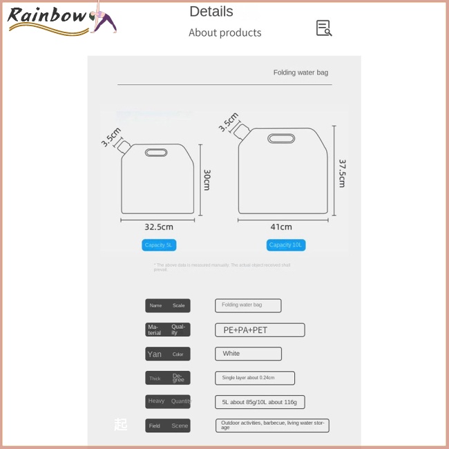 Túi Đựng Nước Dung Tích Lớn 5 / 10l Có Thể Gấp Gọn Tiện Dụng Mang Theo Du Lịch Cắm Trại