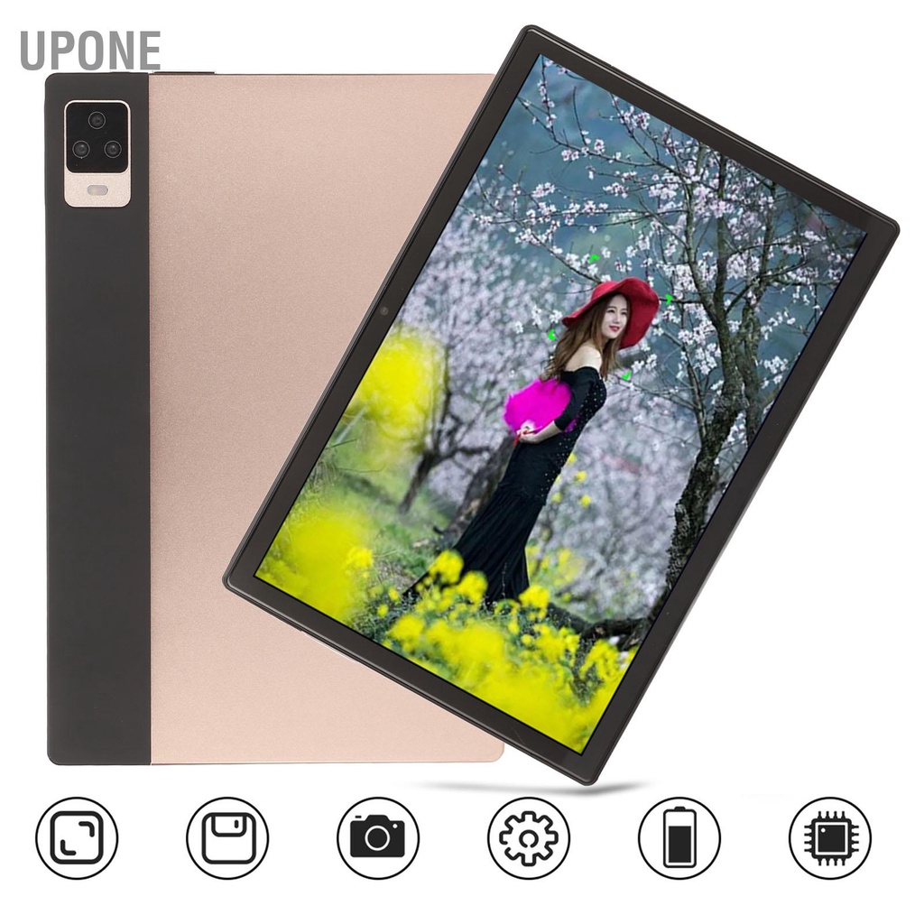 Máy tính bảng 10 inch CPU 8 nhân RAM 8GB ROM 256GB Hỗ trợ sạc nhanh WiFi 5G gọi cho Android 12 100‑240V UPONE