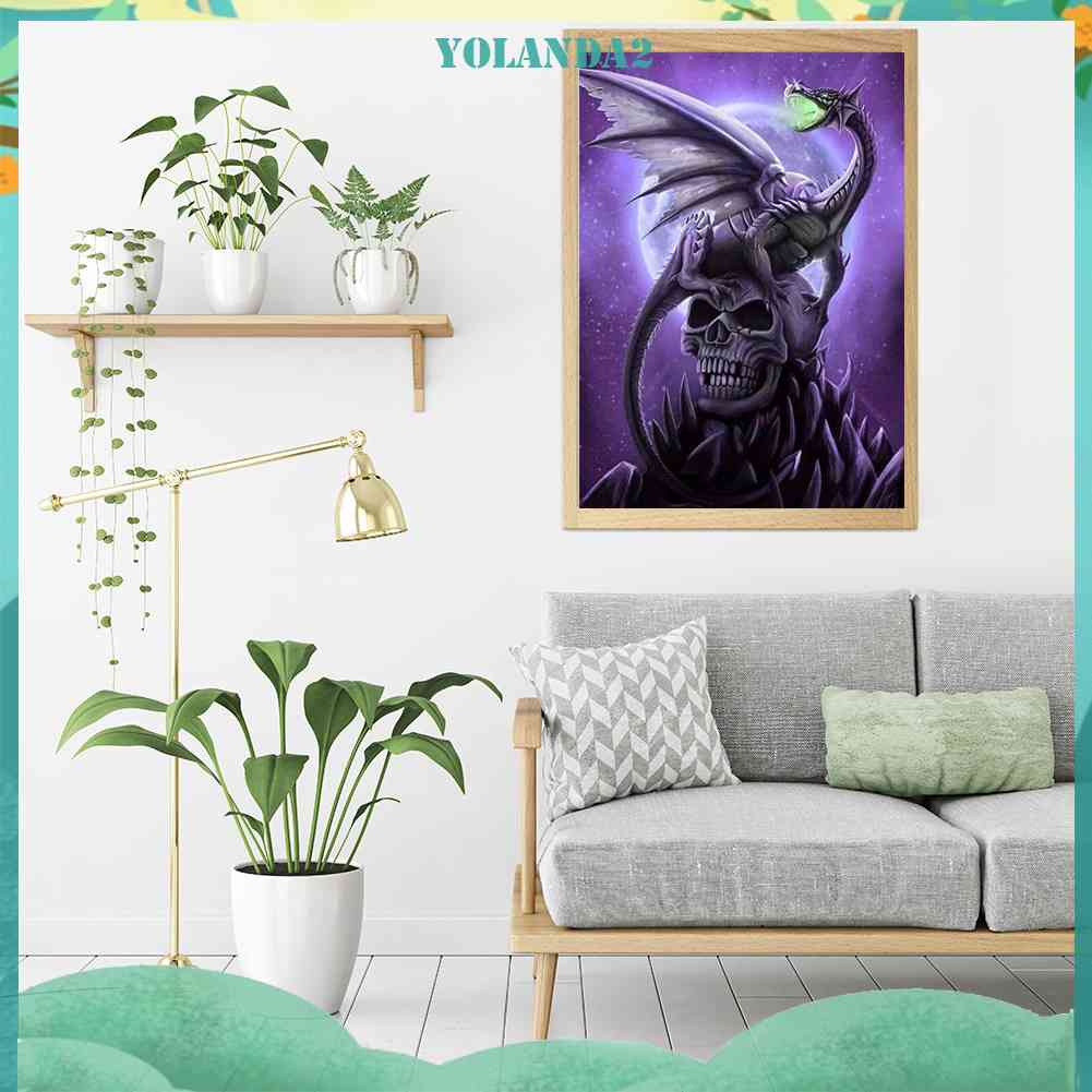 Tranh Đính Đá Kim Cương Toàn Bộ 5D DIY Hình Vẽ Rồng Đầu Lâu