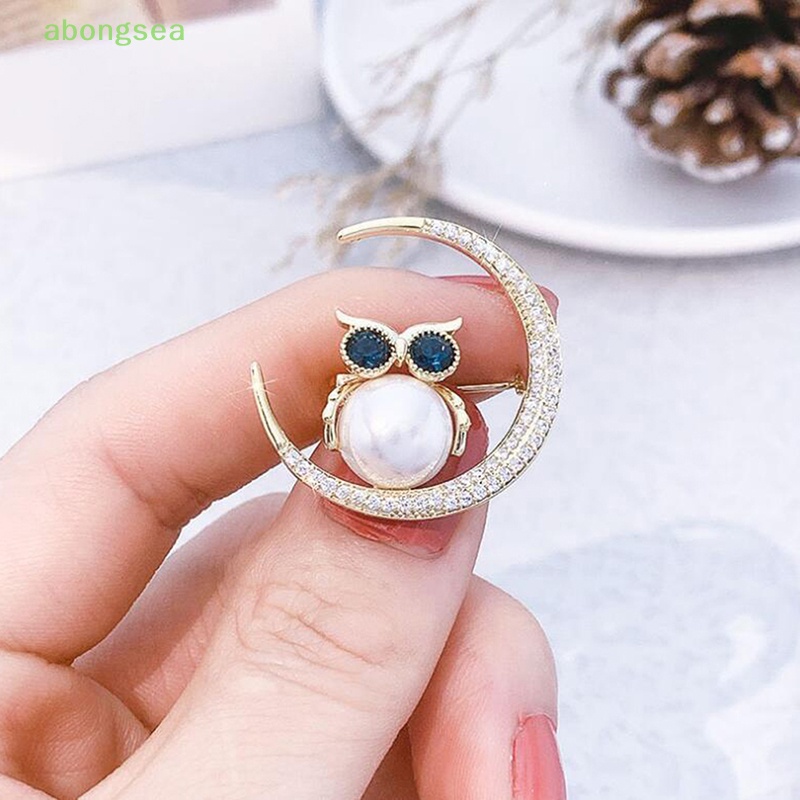 Trâm Cài Áo Hình Cú Mèo Mặt Trăng Nhỏ Xinh Thời Trang Dễ Phối Đồ Cho Nữ