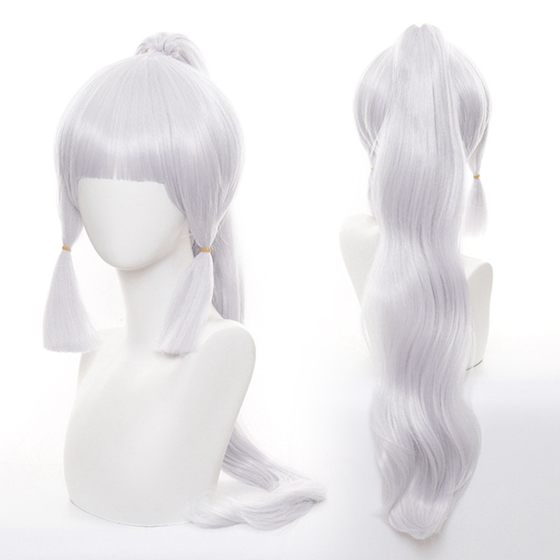 Tóc Giả YGT Genshin Va Chạm Kamisato Ayaka Màu Bạc / Xanh Dương Bằng Sợi Tổng Hợp Chịu Nhiệt Dùng Hóa Trang