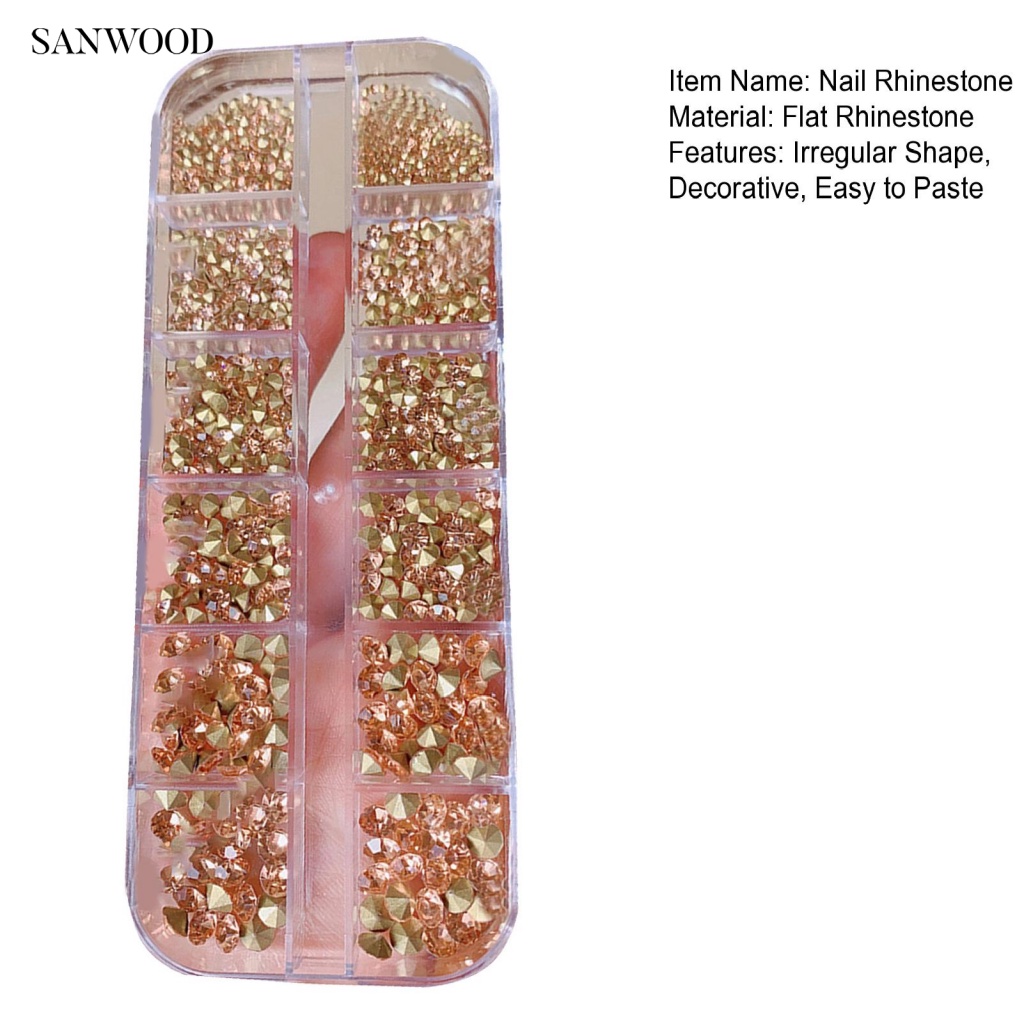 1 Hộp Đá Đính Trang Trí Móng Tay Nhiều Kích Cỡ