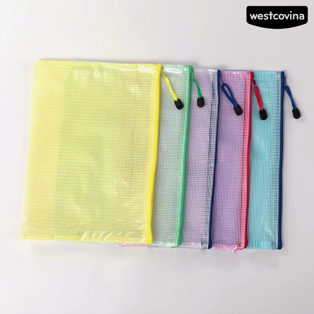 [COD]♪Set 5 Túi Đựng Tài Liệu Bằng PVC Chống Nước Đa Năng Có Khóa Kéo