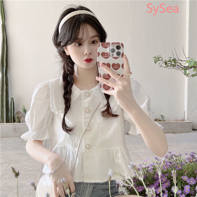 Áo Kiểu Tay Phồng Cổ Búp Bê Phong Cách Pháp Cho Nữ