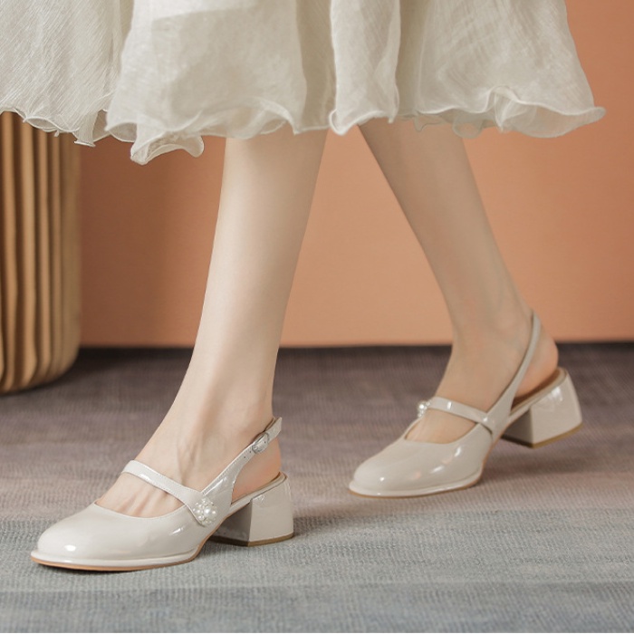 Giày Sandal Cao Gót Hở Lưng Size 34 Phong Cách Pháp