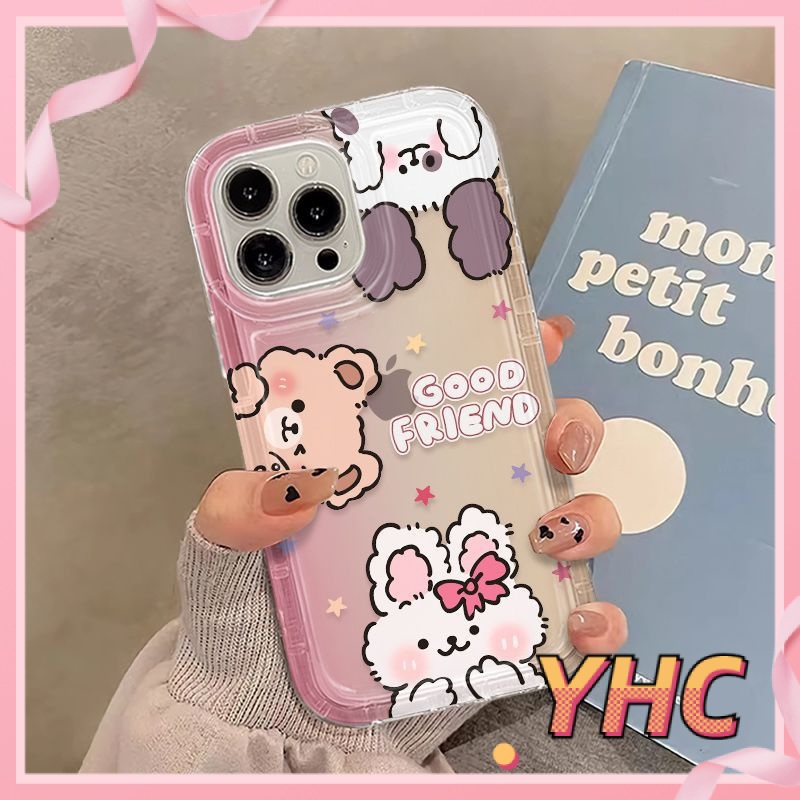 Ốp Lưng iPhone Hoạt hình gấu con, chó con, thỏ trắng, túi khí chống rơi, vỏ mềm giảm chấn trong suốt Cho Iphone 6 / 6S / 6splus / se / 7 / 7plus / 8 / 8plus / X / xs / xsmax / 11 / 12 / 13 / 14 / Plus / pro max-724