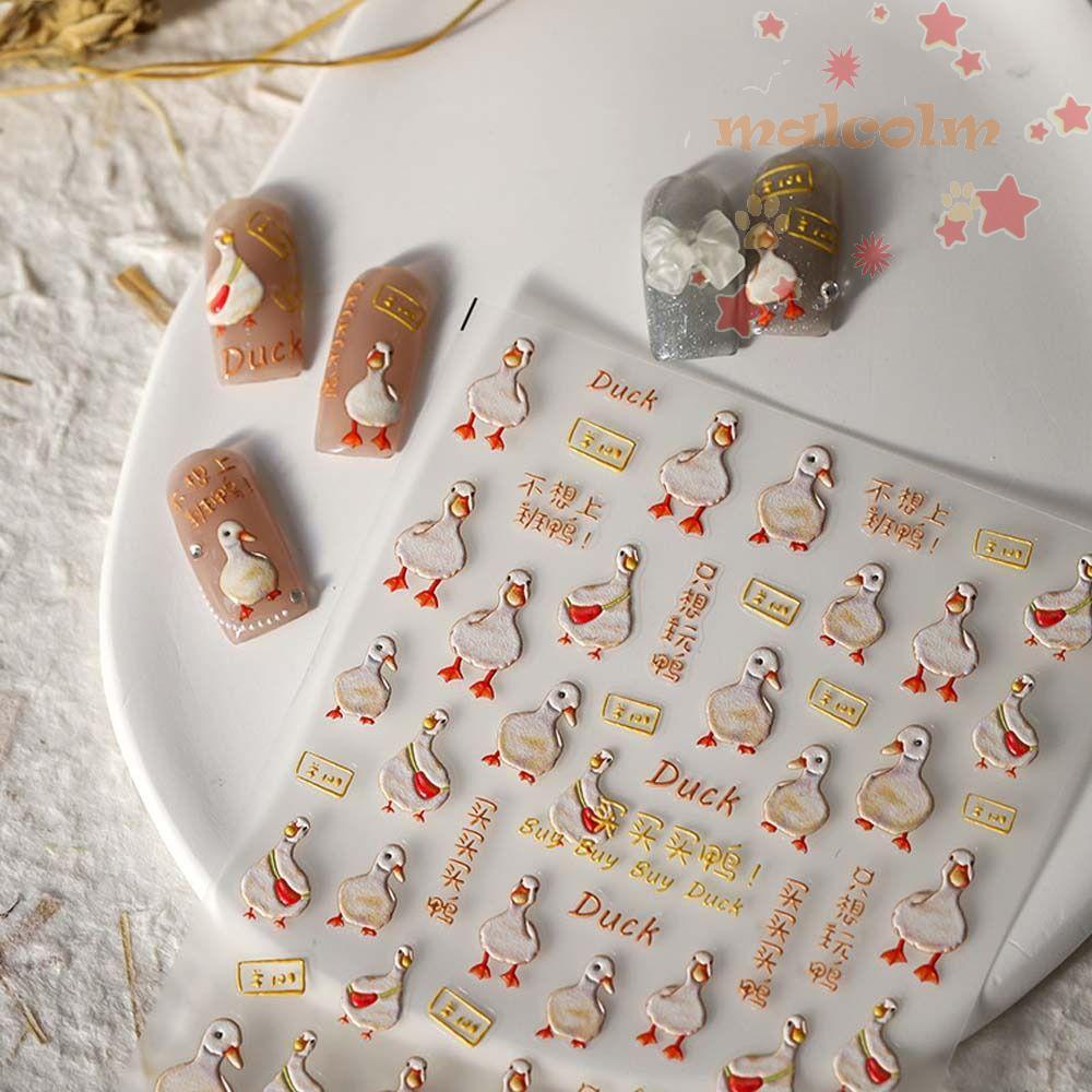 Miếng Dán Trang Trí Móng Tay Tự Dính Hình Chú Vịt May Mắn Phong Cách Trung Hoa Mừng Năm Mới