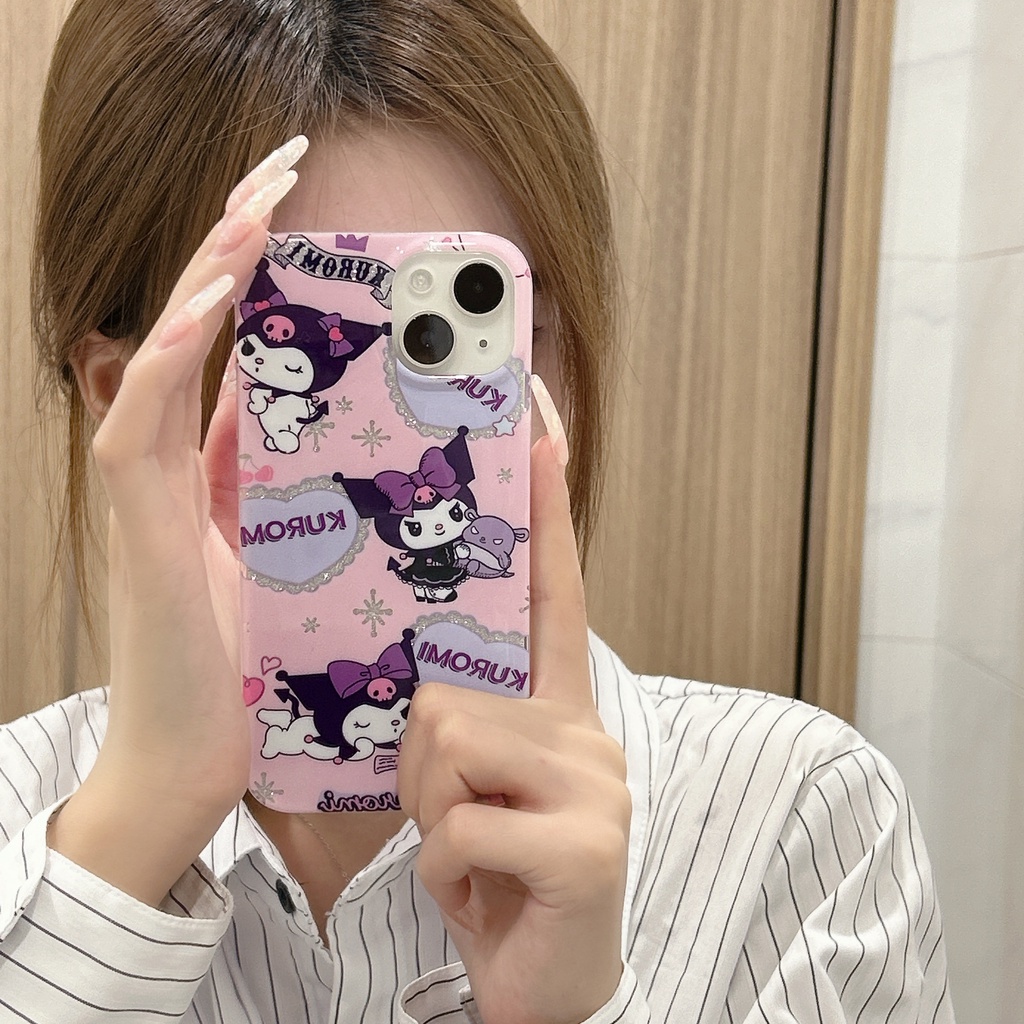 Ốp Điện Thoại Imd Silicone Mềm Trong Suốt Chống Rơi In Hình Kuromi Cho iPhone11 12 13 14 Pro Max