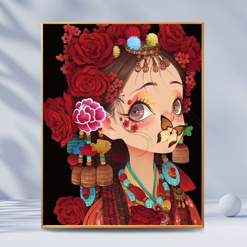 Mozii Mozii ✨Tranh Sơn Dầu Trang Trí Hình Cô Gái Và Hoa