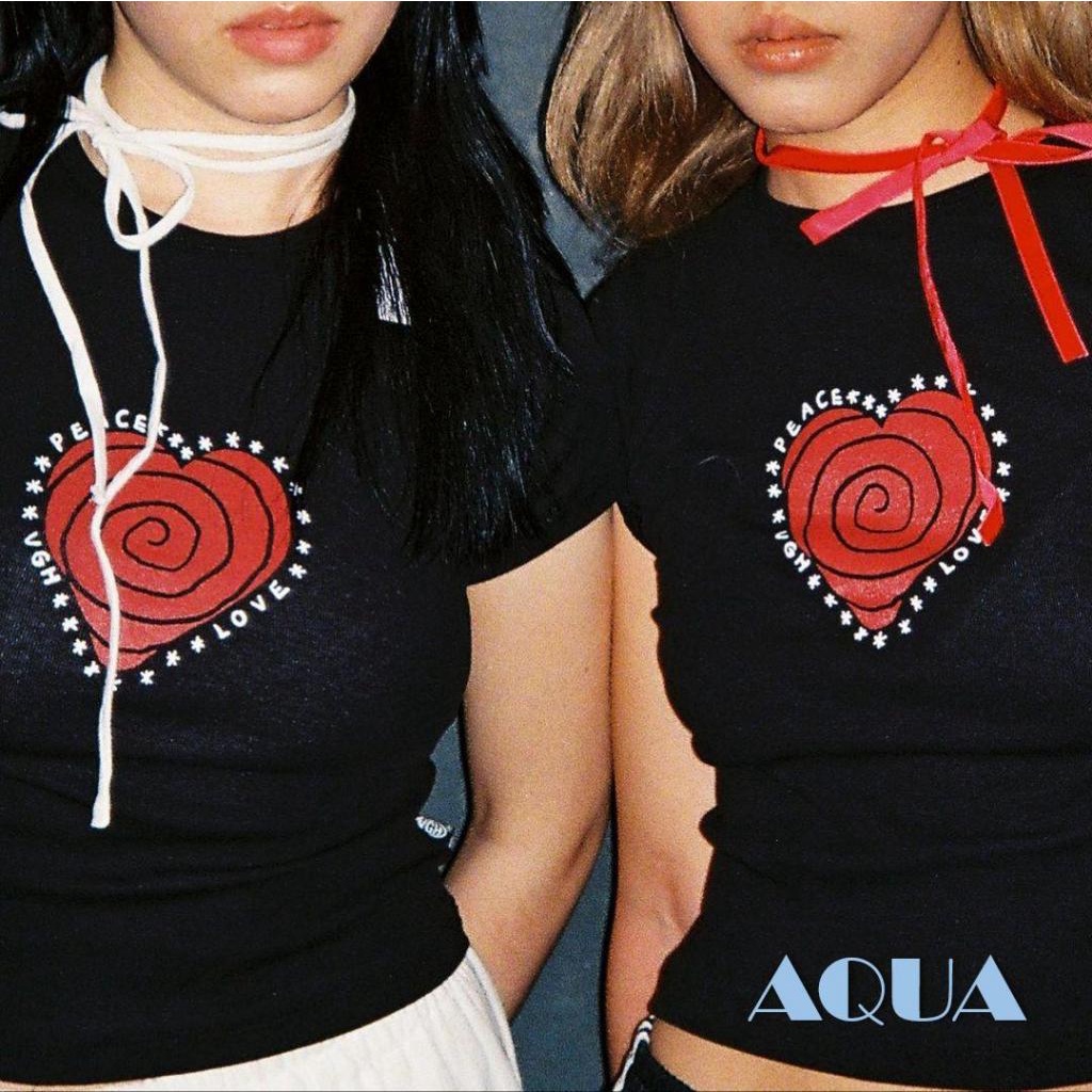 Áo Thun Crop Top Tay Ngắn In Hình Trái Tim Đơn Giản Thời Trang Mùa Hè Cho Nữ