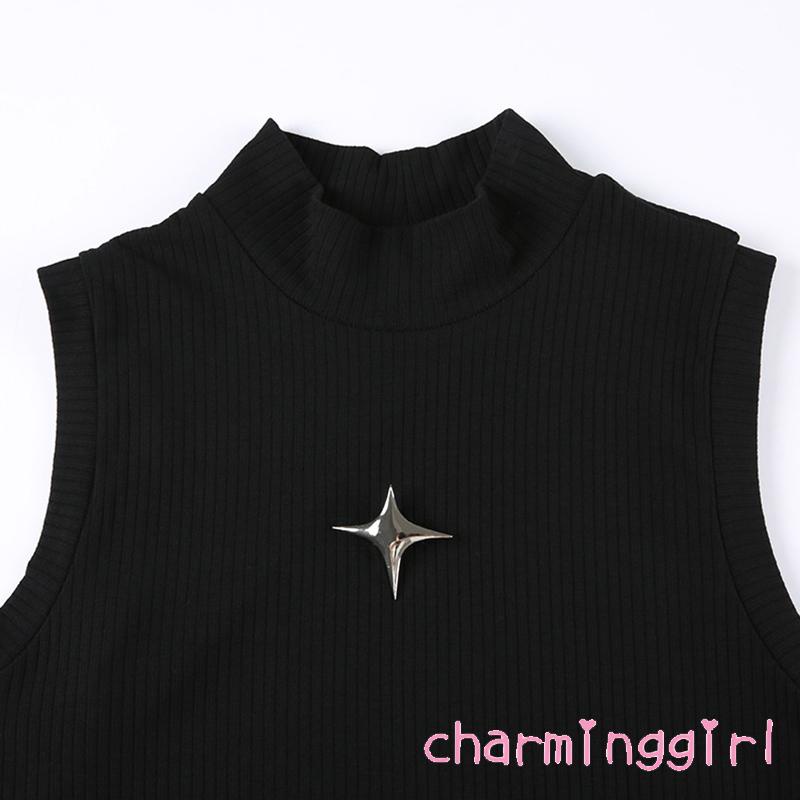 Áo Thun Croptop Không Tay Lệch Tà Thời Trang Mùa Hè Cho Nữ