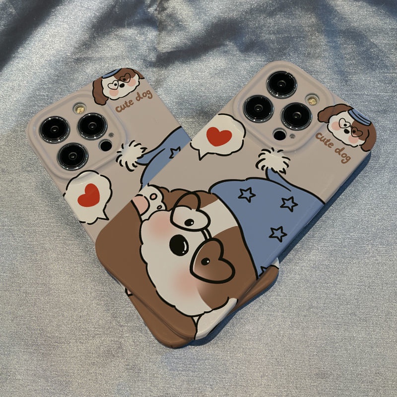 Ốp Điện Thoại Họa Tiết Chú Chó / Trái Tim / Chữ Nightcap plus Dễ Thương Cho Iphone127 11xs Xr 81413
